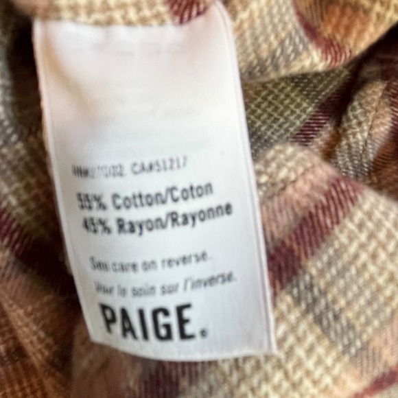 Paige Womens Plaid Ruffle Long Sleeve Button Down Blouse Soft Fairy CottageCore - Picture 8 of 11